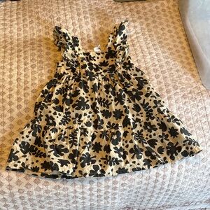 H&M Girls Dress - Black Floral on Beige
